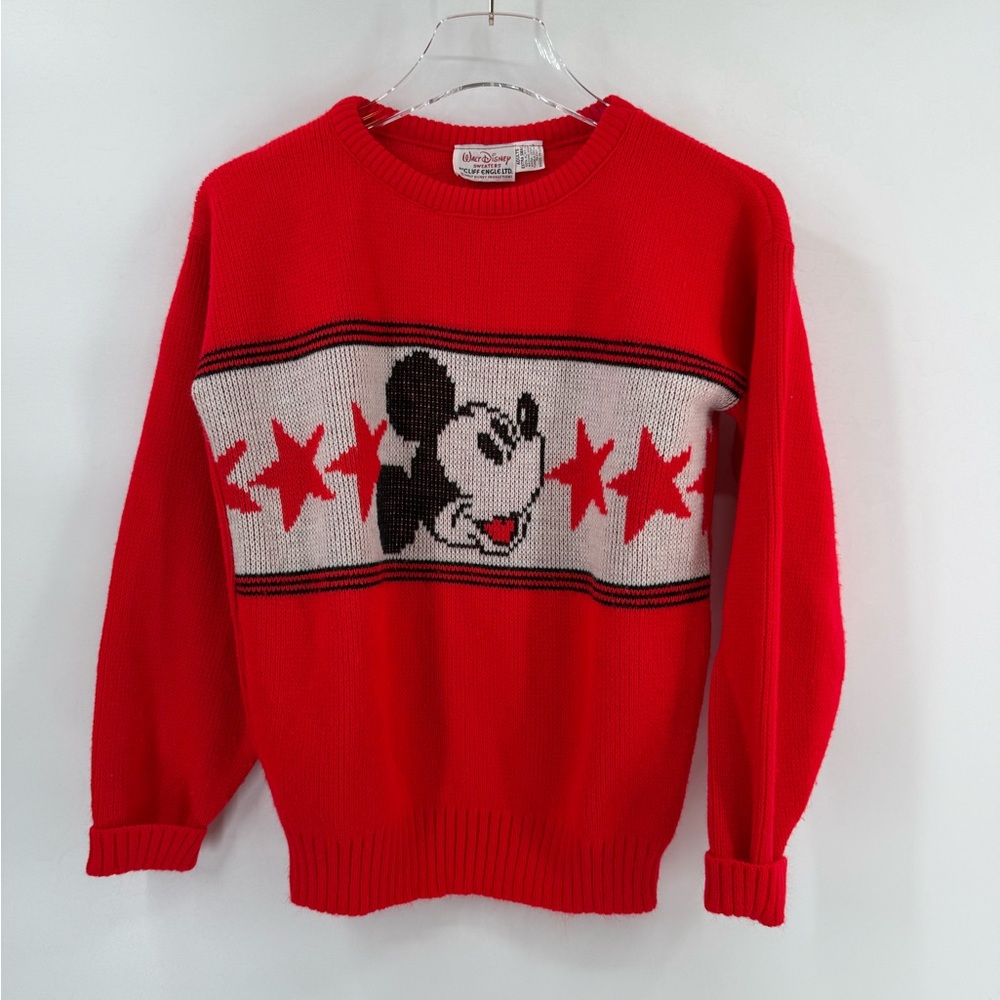 Vintage 70s Cliff‎ Engle Acrylic Mickey Mouse Stars Sweater Adult size xs
